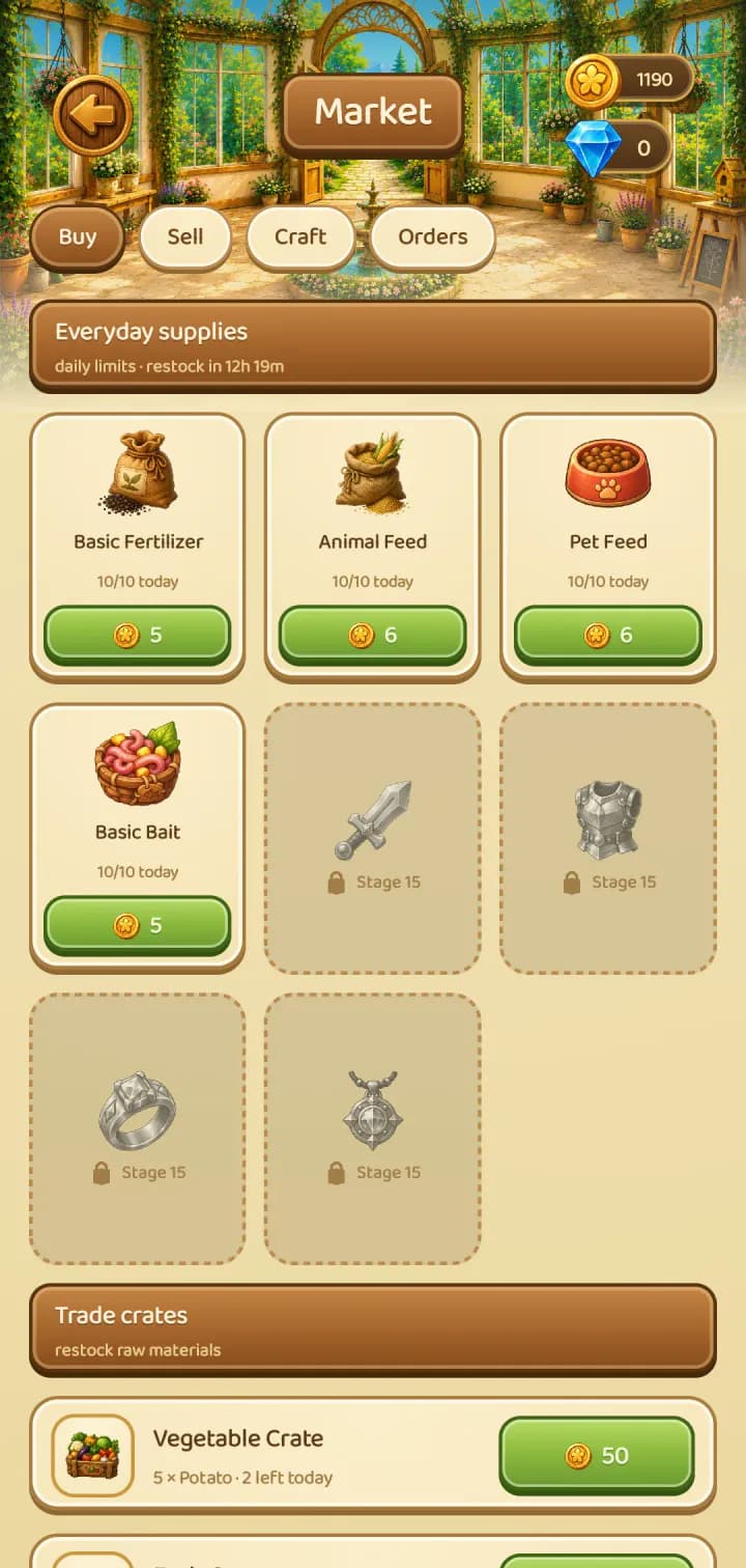 Market & Workshop, captured in game