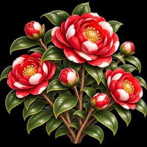 Camellia, as it grows in the garden