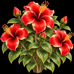 Hibiscus, as it grows in the garden