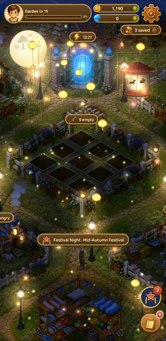 Festival Night over the world map: lanterns rising under the harvest moon